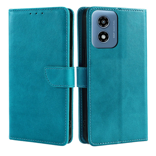 For Motorola Moto G Play 4G 2024 Calf Texture Buckle Flip Leather Phone Case(Light Blue) by buy2fix