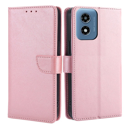 For Motorola Moto G Play 4G 2024 Calf Texture Buckle Flip Leather Phone Case(Rose Gold) by buy2fix