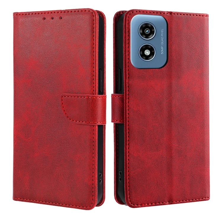 For Motorola Moto G Play 4G 2024 Calf Texture Buckle Flip Leather Phone Case(Red) by buy2fix