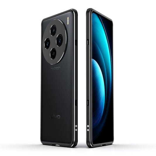 For vivo X100 Aurora Series Metal Frame Phone Case(Black Silver) - vivo Cases by imak | Online Shopping UK | buy2fix