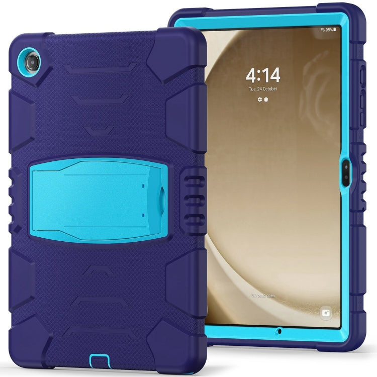 For Samsung Galaxy Tab A9+ / X210 PC Hybrid Silicone Tablet Case with Holder(Navy Blue Blue) - Galaxy Tab A9+ by buy2fix | Online Shopping UK | buy2fix