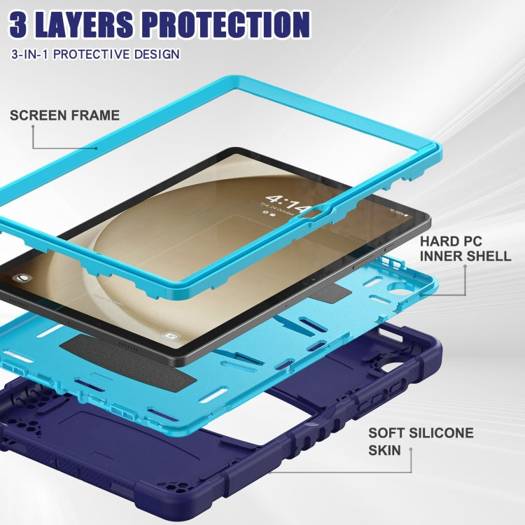 For Samsung Galaxy Tab A9+ / X210 PC Hybrid Silicone Tablet Case with Holder(Navy Blue Blue) - Galaxy Tab A9+ by buy2fix | Online Shopping UK | buy2fix