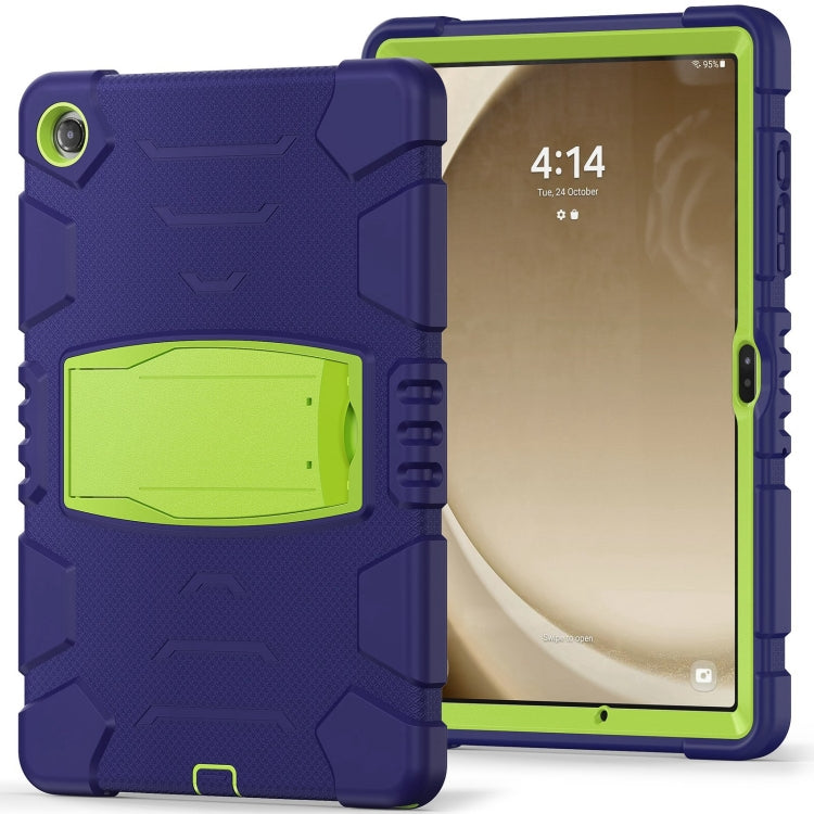 For Samsung Galaxy Tab A9+ / X210 PC Hybrid Silicone Tablet Case with Holder(Navy Blue Lime) - Galaxy Tab A9+ by buy2fix | Online Shopping UK | buy2fix