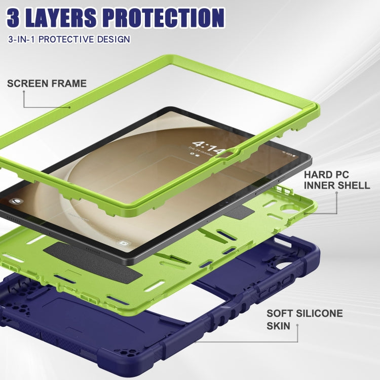 For Samsung Galaxy Tab A9+ / X210 PC Hybrid Silicone Tablet Case with Holder(Navy Blue Lime) - Galaxy Tab A9+ by buy2fix | Online Shopping UK | buy2fix