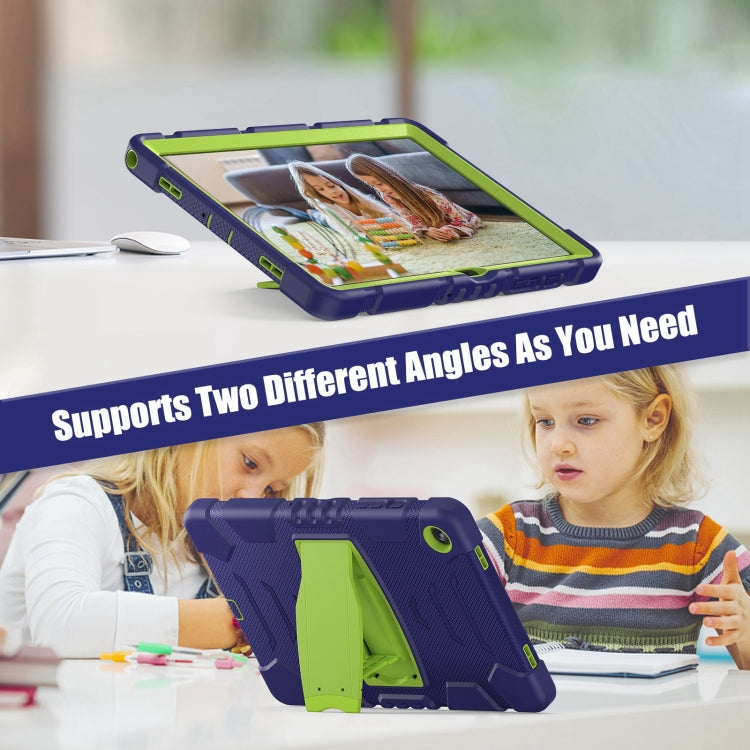 For Samsung Galaxy Tab A9+ / X210 PC Hybrid Silicone Tablet Case with Holder(Navy Blue Lime) - Galaxy Tab A9+ by buy2fix | Online Shopping UK | buy2fix
