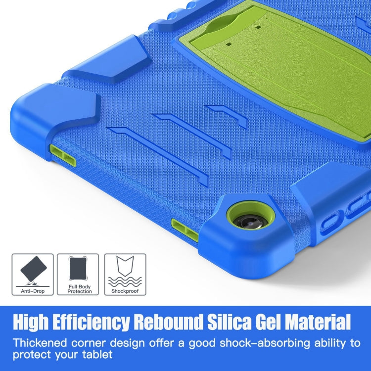 For Samsung Galaxy Tab A9+ / X210 PC Hybrid Silicone Tablet Case with Holder(Blue Lime) - Galaxy Tab A9+ by buy2fix | Online Shopping UK | buy2fix