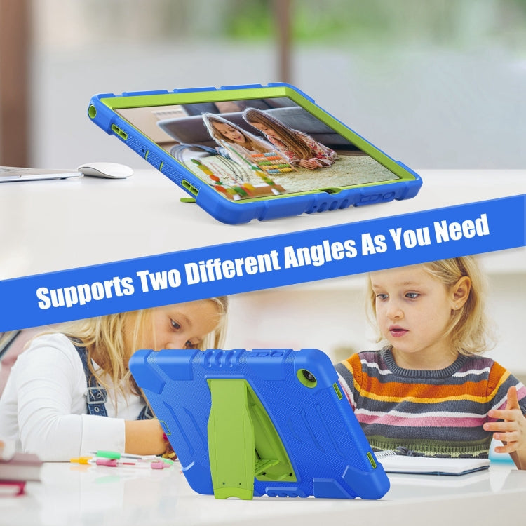 For Samsung Galaxy Tab A9+ / X210 PC Hybrid Silicone Tablet Case with Holder(Blue Lime) - Galaxy Tab A9+ by buy2fix | Online Shopping UK | buy2fix