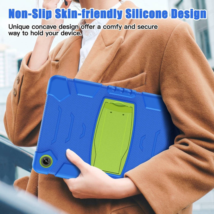 For Samsung Galaxy Tab A9+ / X210 PC Hybrid Silicone Tablet Case with Holder(Blue Lime) - Galaxy Tab A9+ by buy2fix | Online Shopping UK | buy2fix