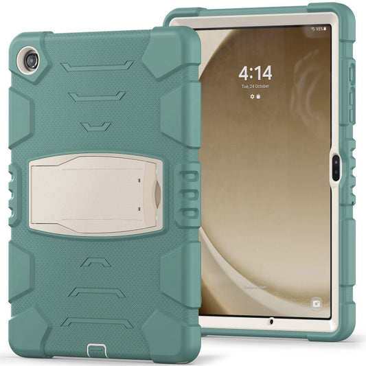 For Samsung Galaxy Tab A9+ / X210 PC Hybrid Silicone Tablet Case with Holder(Emerald Green) - Galaxy Tab A9+ by buy2fix | Online Shopping UK | buy2fix