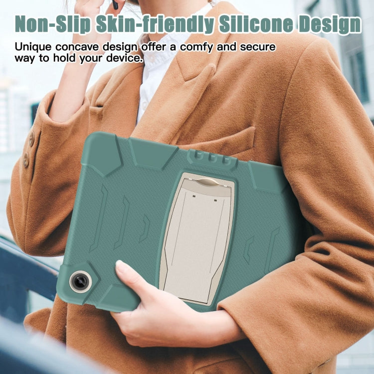 For Samsung Galaxy Tab A9+ / X210 PC Hybrid Silicone Tablet Case with Holder(Emerald Green) - Galaxy Tab A9+ by buy2fix | Online Shopping UK | buy2fix