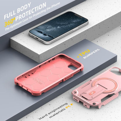 For iPhone 16e Armor Magsafe Holder PC Hybrid TPU Phone Case(Pink) - iPhone 16e Cases by buy2fix | Online Shopping UK | buy2fix