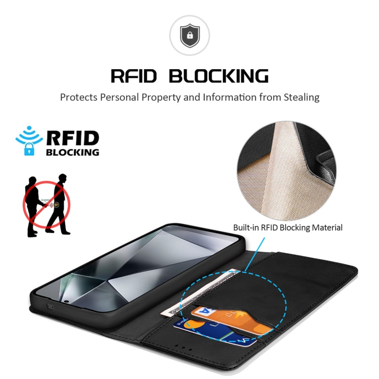 For Samsung Galaxy S25 Ultra 5G DUX DUCIS Hivo Series Cowhide + PU + TPU Flip Phone Case(Black) by DUX DUCIS