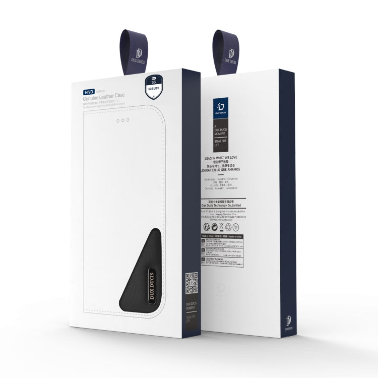 For Samsung Galaxy S25 Ultra 5G DUX DUCIS Hivo Series Cowhide + PU + TPU Flip Phone Case(Black) by DUX DUCIS