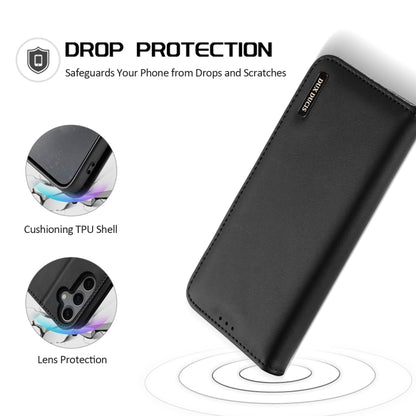 For Samsung Galaxy S25+ 5G DUX DUCIS Hivo Series Cowhide + PU + TPU Flip Phone Case(Black) by DUX DUCIS