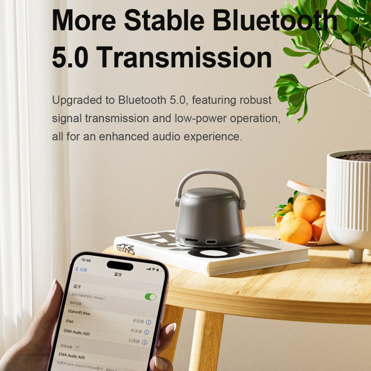 EWA A20 Mini Bluetooth Bass Radiator Metal Speaker(Sliver) - Mini Speaker by EWA | Online Shopping UK | buy2fix