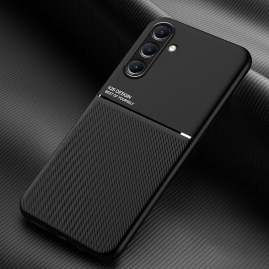 For Samsung Galaxy S24+ 5G Classic Tilt Strip Grain Magnetic Shockproof PC + TPU Phone Case(Black)