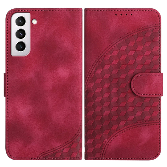 For Samsung Galaxy S21+ 5G YX0060 Elephant Head Embossed Phone Leather Case with Lanyard(Rose Red)