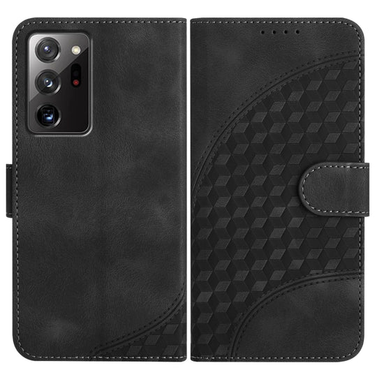 For Samsung Galaxy Note20 Ultra YX0060 Elephant Head Embossed Phone Leather Case with Lanyard(Black)
