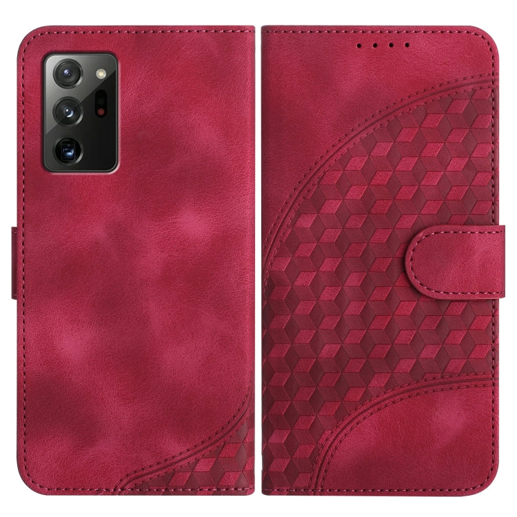 For Samsung Galaxy Note20 YX0060 Elephant Head Embossed Phone Leather Case with Lanyard(Rose Red) by buy2fix