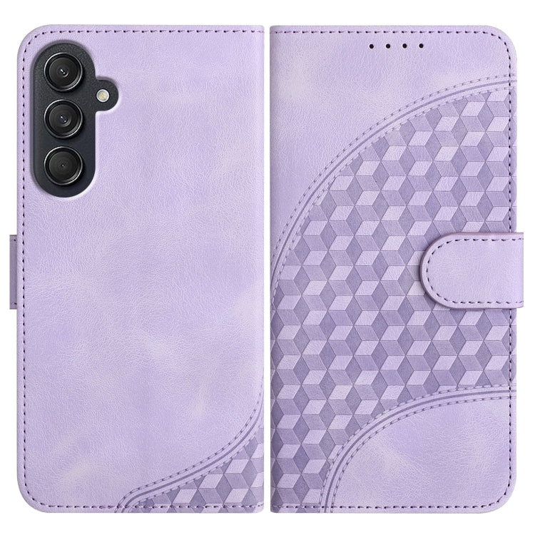 For Samsung Galaxy M55 5G YX0060 Elephant Head Embossed Phone Leather Case with Lanyard(Light Purple) by buy2fix