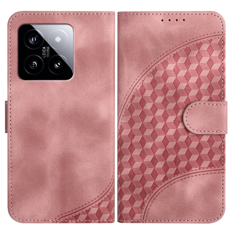 For Xiaomi 14 YX0060 Elephant Head Embossed Phone Leather Case with Lanyard(Pink) - Xiaomi Cases by buy2fix | Online Shopping UK | buy2fix
