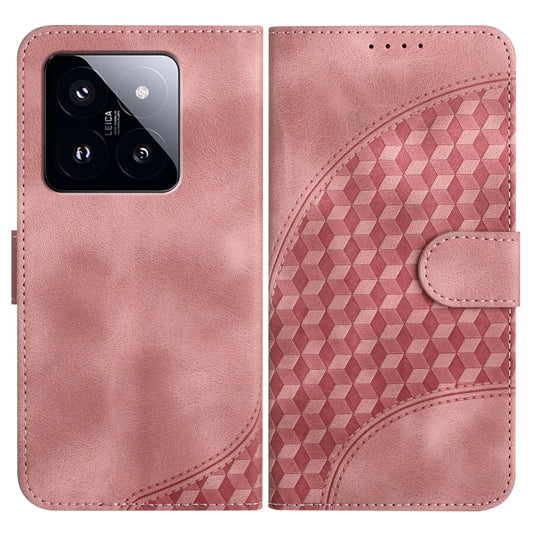 For Xiaomi 14 Pro YX0060 Elephant Head Embossed Phone Leather Case with Lanyard(Pink) - Xiaomi 14 Pro Cases by buy2fix | Online Shopping UK | buy2fix