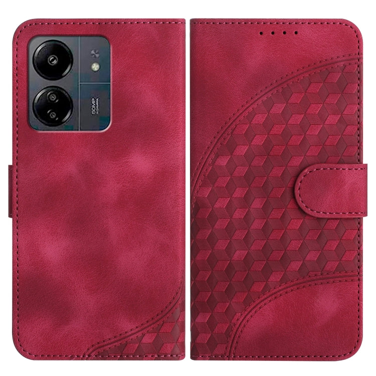 For Xiaomi Redmi 13C YX0060 Elephant Head Embossed Phone Leather Case with Lanyard(Rose Red) by buy2fix