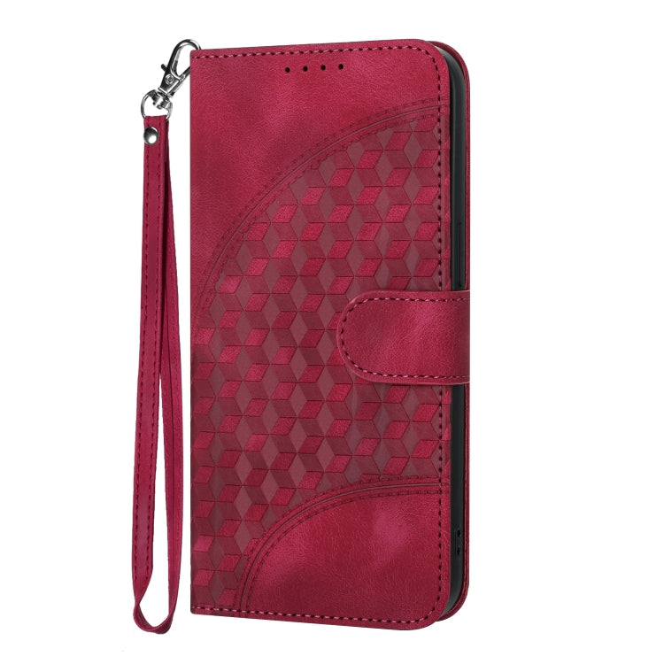 For Xiaomi Redmi 13C YX0060 Elephant Head Embossed Phone Leather Case with Lanyard(Rose Red) by buy2fix