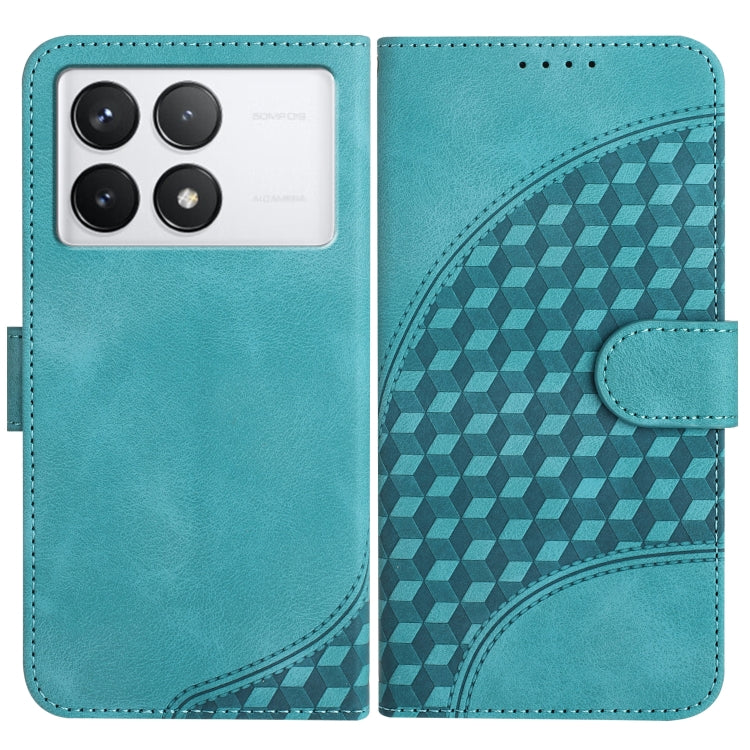 For Xiaomi Redmi K70 YX0060 Elephant Head Embossed Phone Leather Case with Lanyard(Light Blue) - Xiaomi Cases by buy2fix | Online Shopping UK | buy2fix