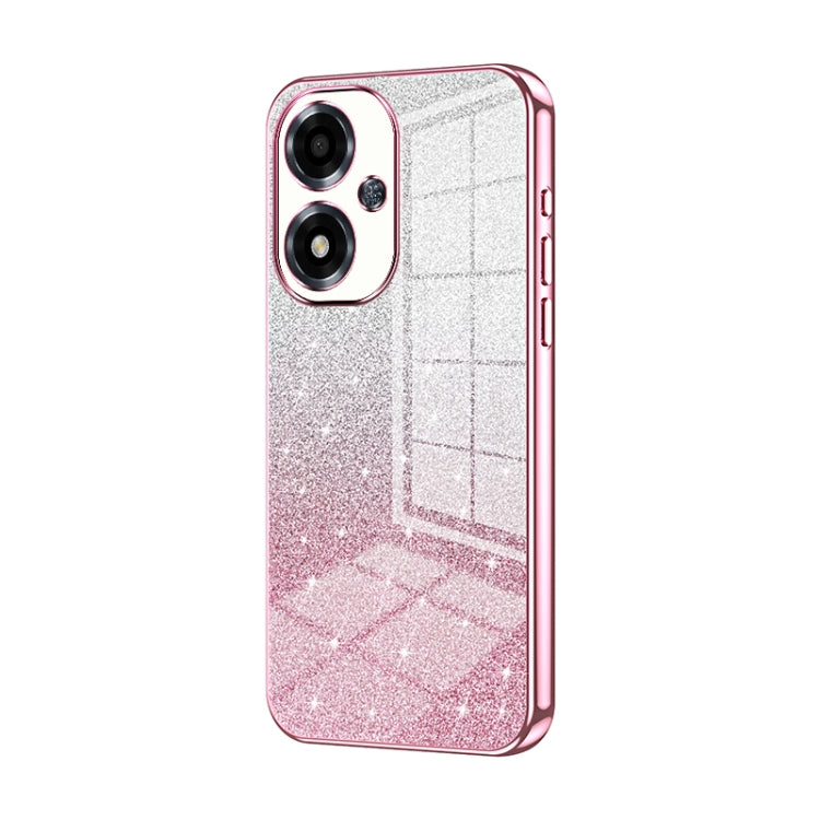 For OPPO A2m Gradient Glitter Powder Electroplated Phone Case(Pink) by buy2fix