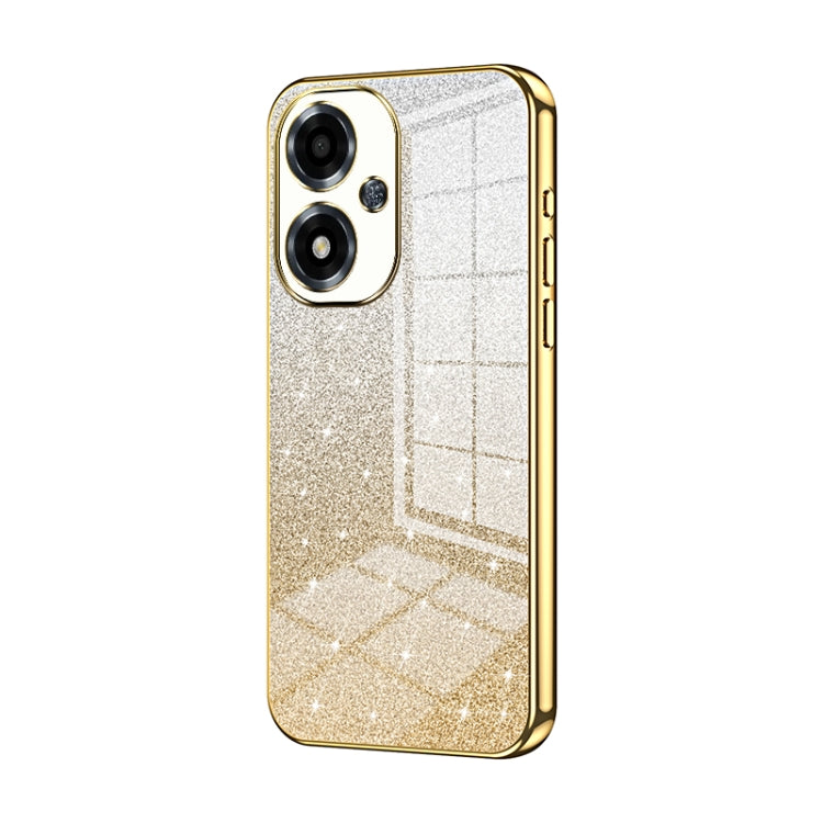 For OPPO A2m Gradient Glitter Powder Electroplated Phone Case(Gold) by buy2fix