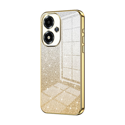 For OPPO A2m Gradient Glitter Powder Electroplated Phone Case(Gold) by buy2fix