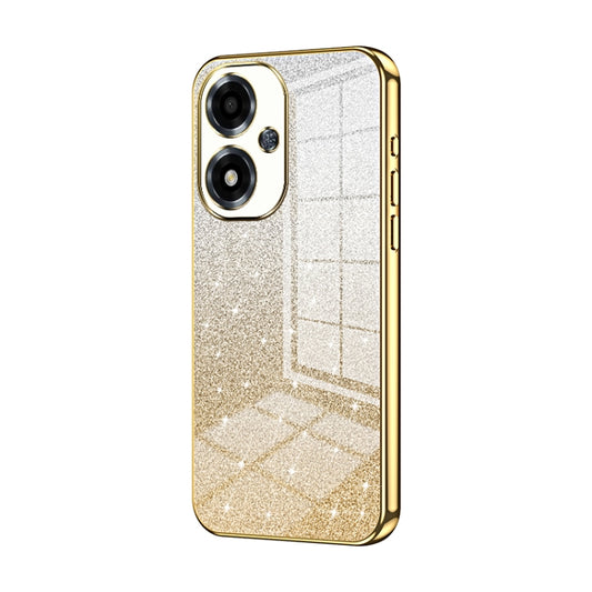 For OPPO A2m Gradient Glitter Powder Electroplated Phone Case(Gold) by buy2fix