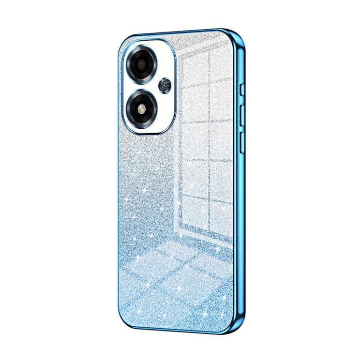 For OPPO A2m Gradient Glitter Powder Electroplated Phone Case(Blue) by buy2fix