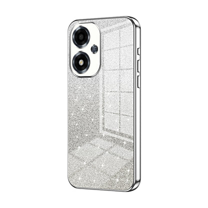 For OPPO A2m Gradient Glitter Powder Electroplated Phone Case(Silver) by buy2fix