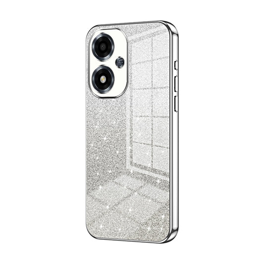 For OPPO A2m Gradient Glitter Powder Electroplated Phone Case(Silver) by buy2fix