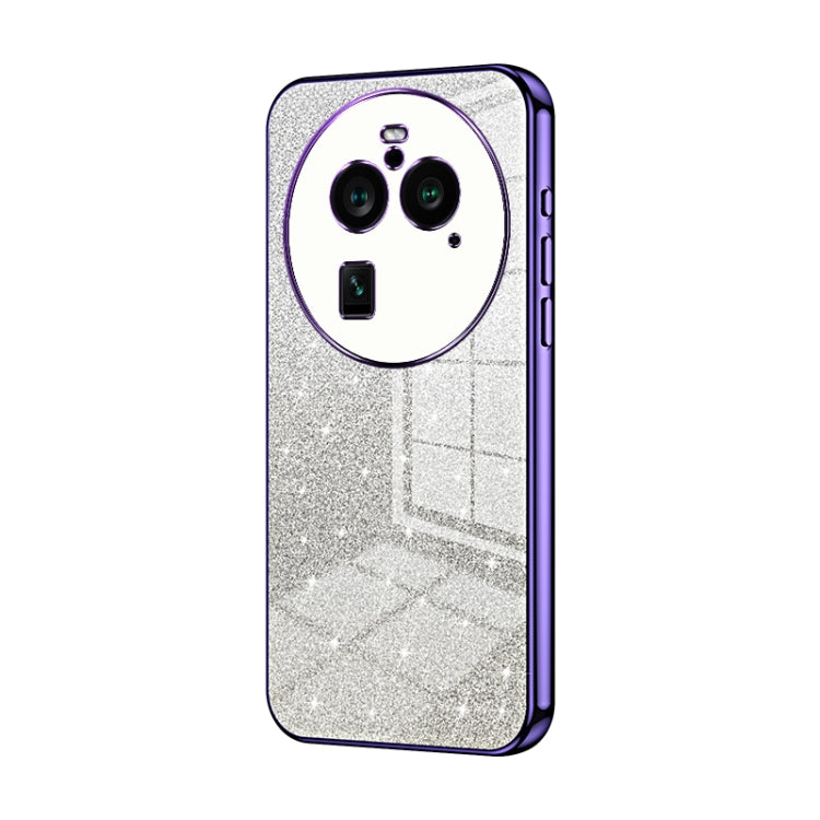 For OPPO Find X6 Pro Gradient Glitter Powder Electroplated Phone Case(Purple) by buy2fix