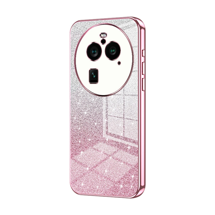 For OPPO Find X6 Pro Gradient Glitter Powder Electroplated Phone Case(Pink) by buy2fix