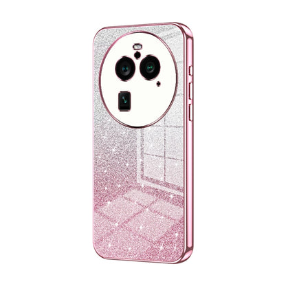 For OPPO Find X6 Pro Gradient Glitter Powder Electroplated Phone Case(Pink) by buy2fix