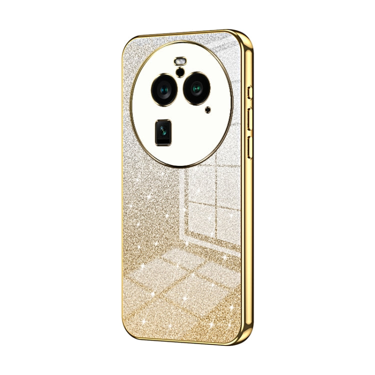 For OPPO Find X6 Pro Gradient Glitter Powder Electroplated Phone Case(Gold) by buy2fix