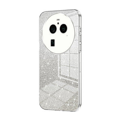 For OPPO Find X6 Pro Gradient Glitter Powder Electroplated Phone Case(Transparent) by buy2fix