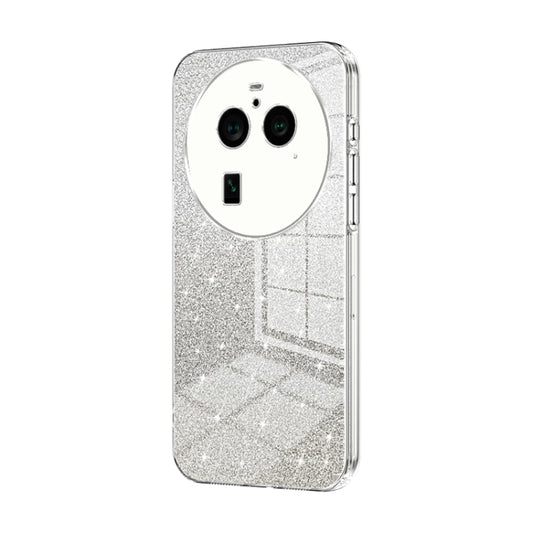 For OPPO Find X6 Pro Gradient Glitter Powder Electroplated Phone Case(Transparent) by buy2fix