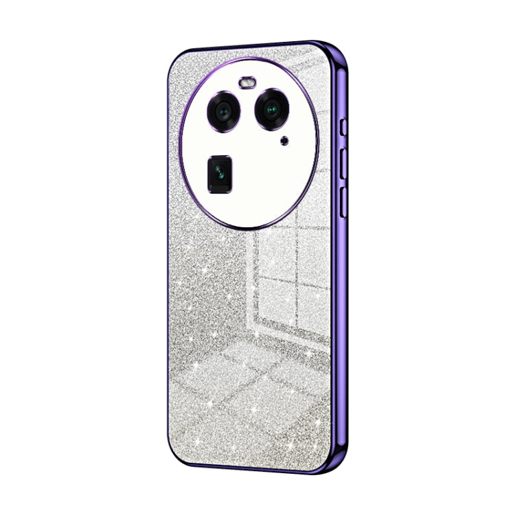 For OPPO Find X6 Gradient Glitter Powder Electroplated Phone Case(Purple) by buy2fix