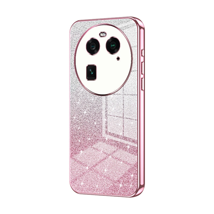 For OPPO Find X6 Gradient Glitter Powder Electroplated Phone Case(Pink) by buy2fix