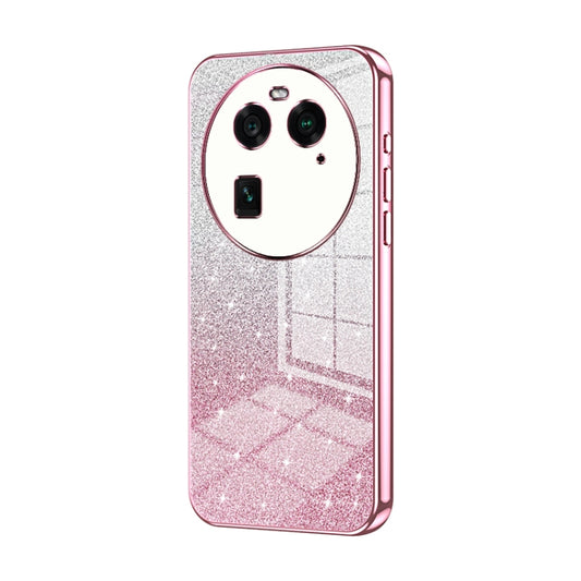 For OPPO Find X6 Gradient Glitter Powder Electroplated Phone Case(Pink) by buy2fix