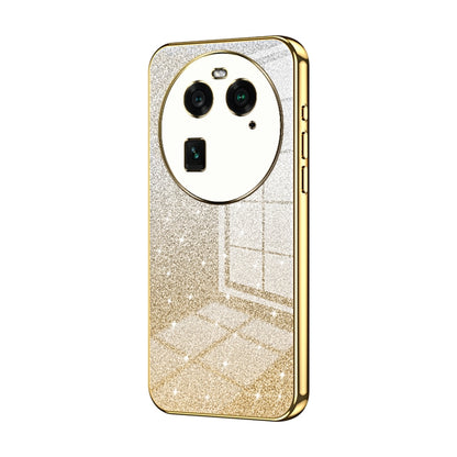 For OPPO Find X6 Gradient Glitter Powder Electroplated Phone Case(Gold) by buy2fix