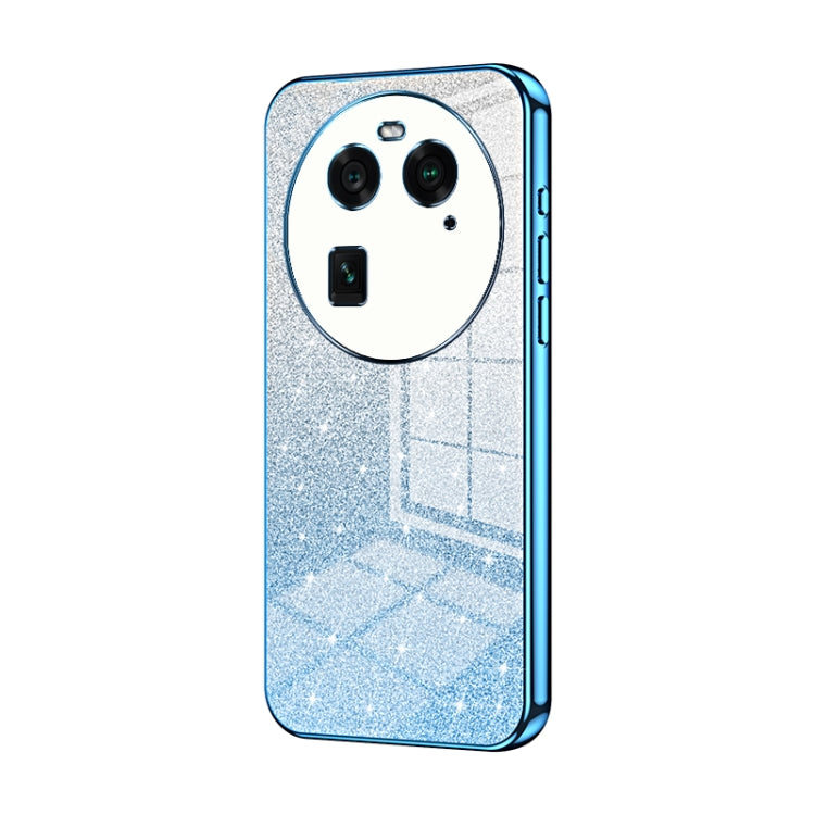 For OPPO Find X6 Gradient Glitter Powder Electroplated Phone Case(Blue) by buy2fix