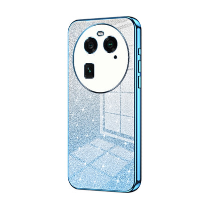 For OPPO Find X6 Gradient Glitter Powder Electroplated Phone Case(Blue) by buy2fix
