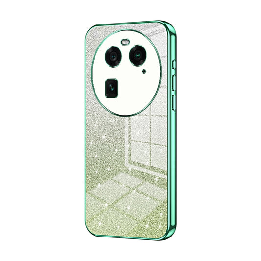 For OPPO Find X6 Gradient Glitter Powder Electroplated Phone Case(Green) by buy2fix