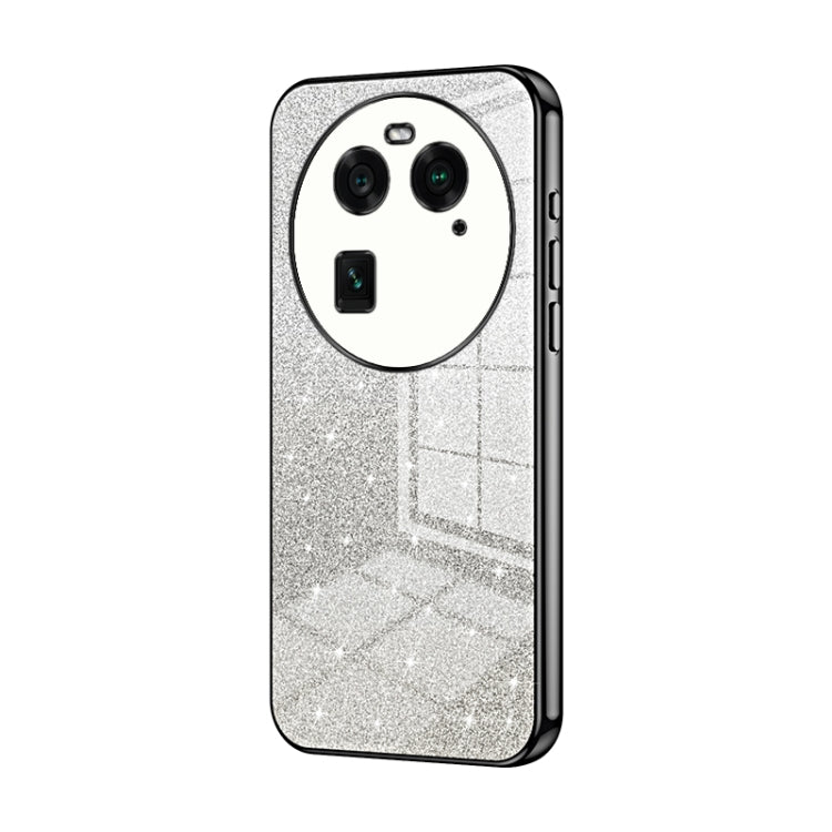 For OPPO Find X6 Gradient Glitter Powder Electroplated Phone Case(Black) by buy2fix